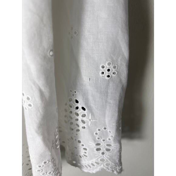 Stella Nora White Eyelet Spaghetti Strap Ruffle Cotton Top Sz 38 - Picture 3 of 3